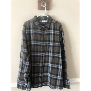 NWT Old Navy Mens Size XXL Tall Green Plaid Flannel Shirt Long Sleeve Cotton